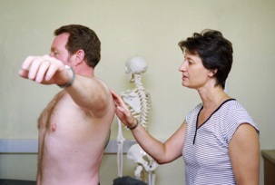 Physiotherapist Ruth Cross treating a patient